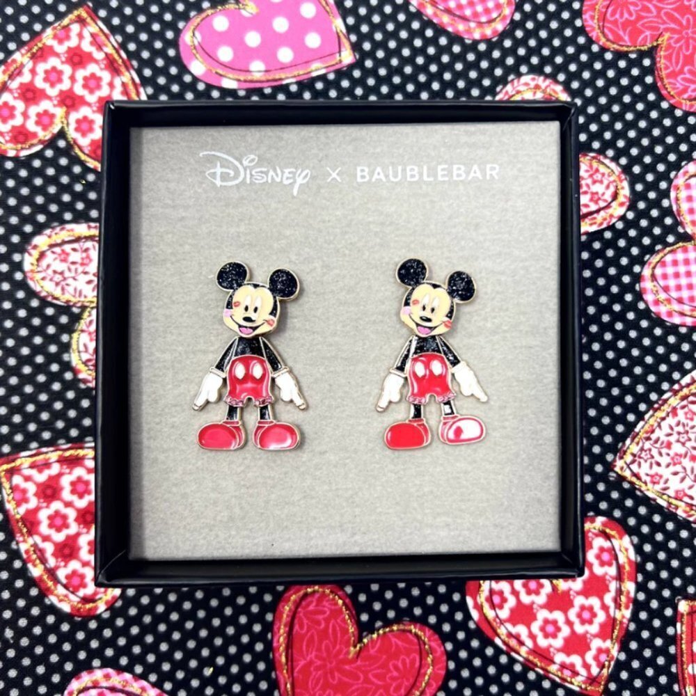 Mickey Mouse Dangle Earrings‎ Kisses on Face Lips NEW in Box DISNEY x Baublebar